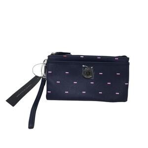 Women's Tommy Hilfiger Logo Dual Zip Wristlet Wallet, Size OS - Navy